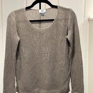 Women's Olive Gray Woven Sweater 100% Cotton